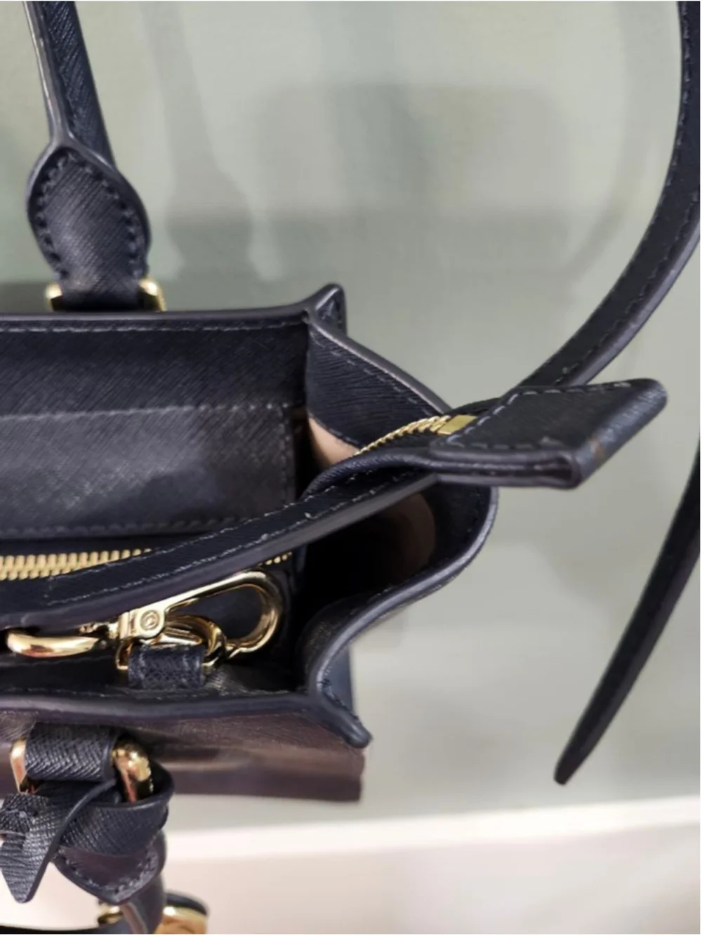 Women's Michael Kors Navy Satchel One Size with Gold Hardware